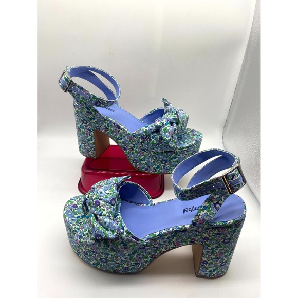 Jeffrey Campbell Shoes - Jeffrey Campbell Picnic Women's Platform Sandals 9 Blue Multi Floral Ankle Strap